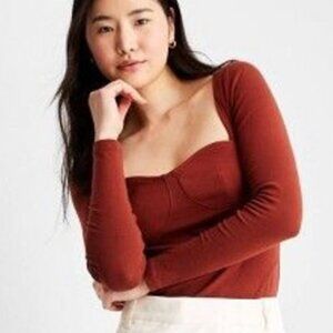 NWT Future Collective Reese Blutstein Rust Sweetheart Corset Top Modern Ballet